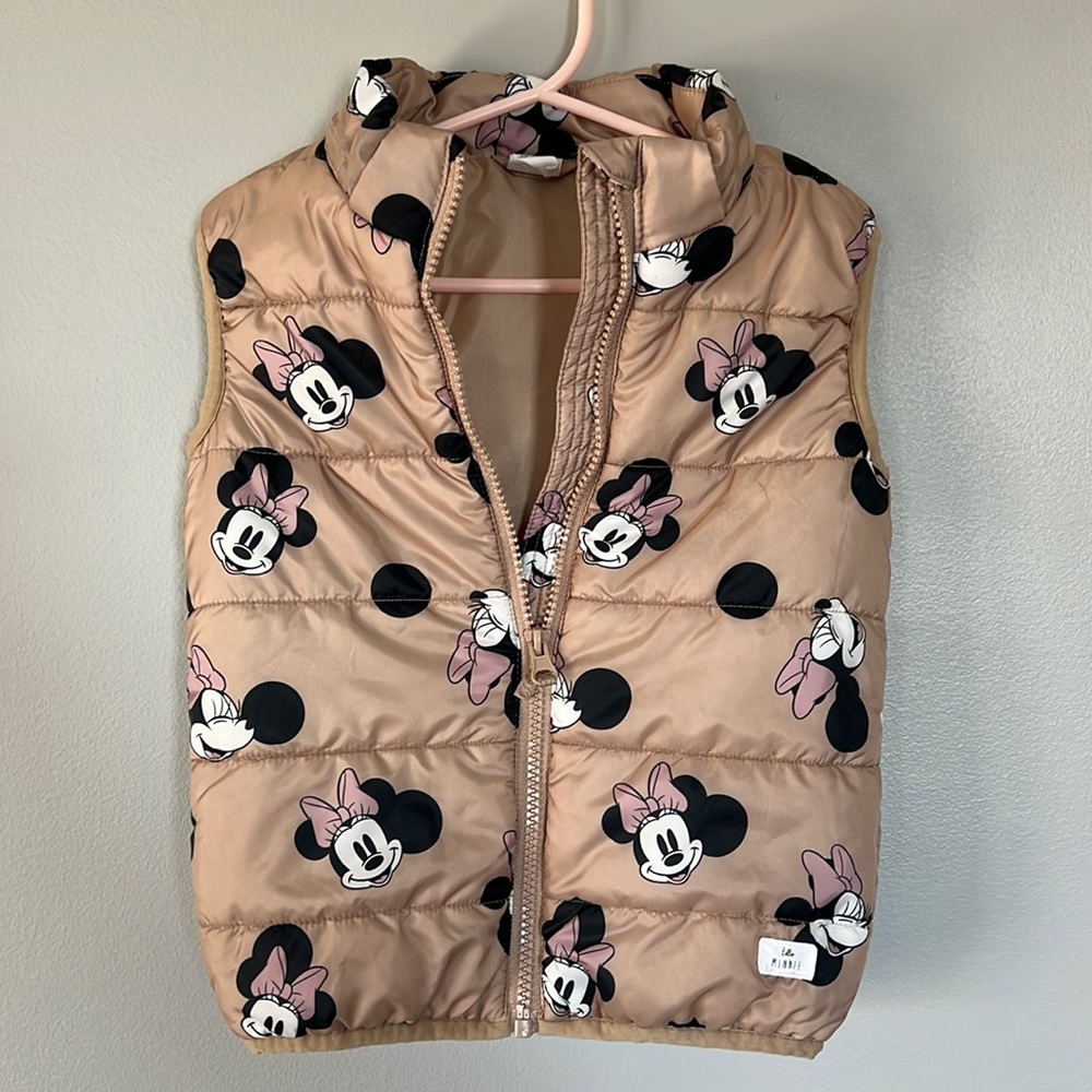 H&M x Disney zip up puffer vest featuring Minnie Mouse
